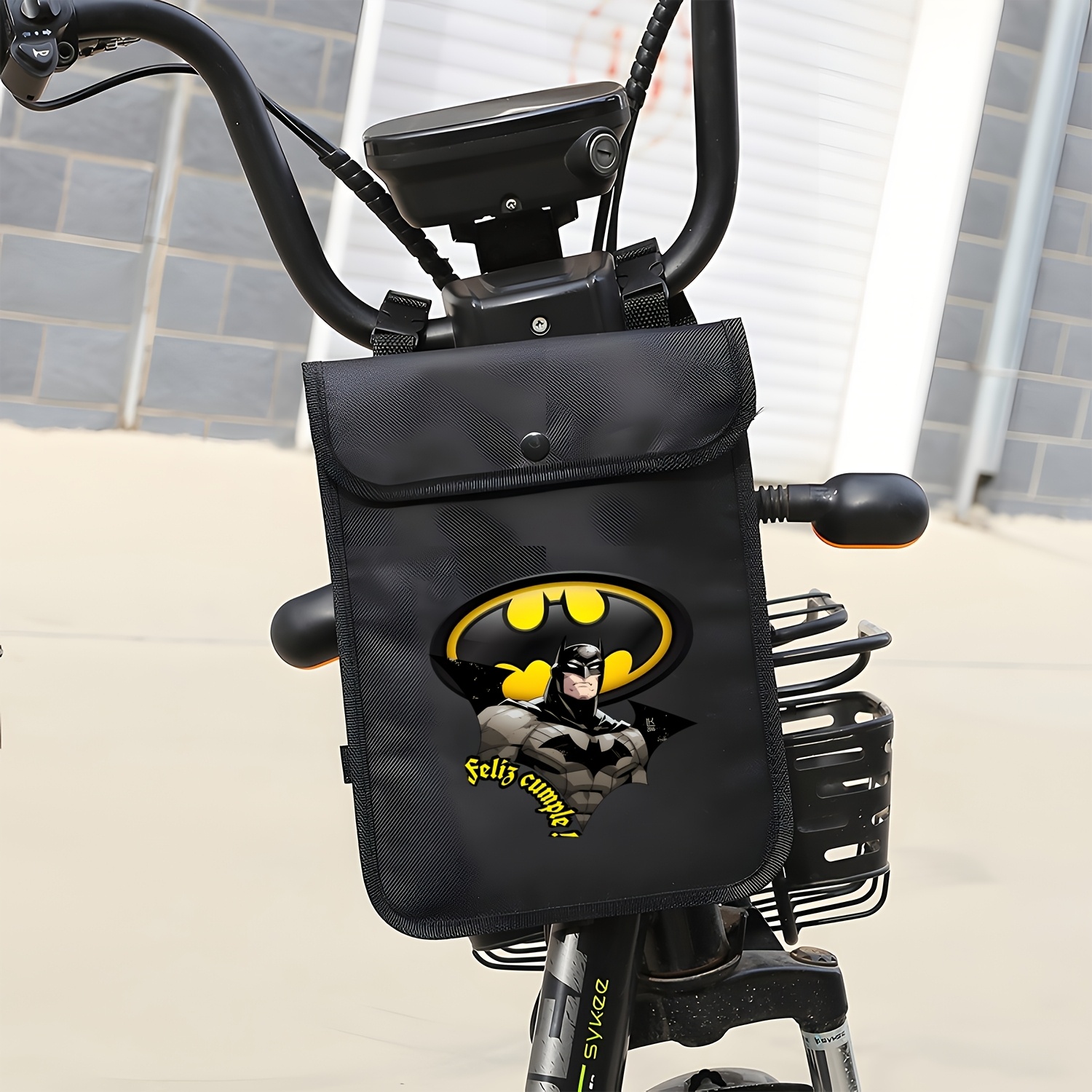 TEMU Bolsa de manillar de 1 pieza Bros. , ilustración temática " " en y , bolsa para bicicleta eléctrica, estampado de moda, puede llaves, teléfonos,