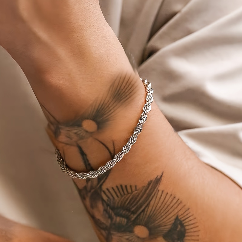 LMNZB Stainless Steel Twisted Rope Chain Bracelet, Unisex