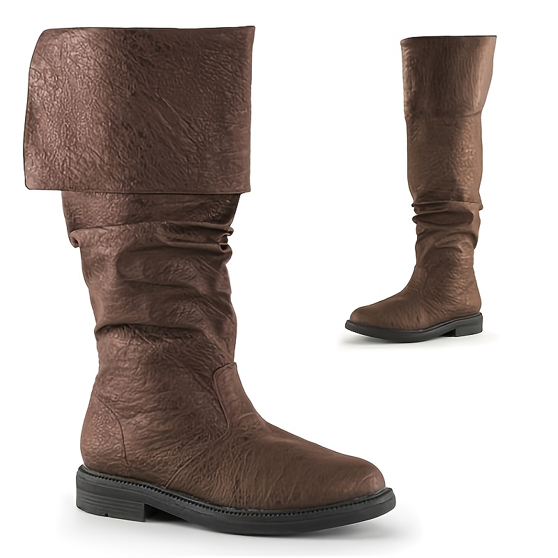 European And Style Men's Over-the-knee Boots, Thick-soled Chunky Heel Men's Boots, Autumn And Winter Large Size Outdoor Boots, Western Cowboy Riding Boots