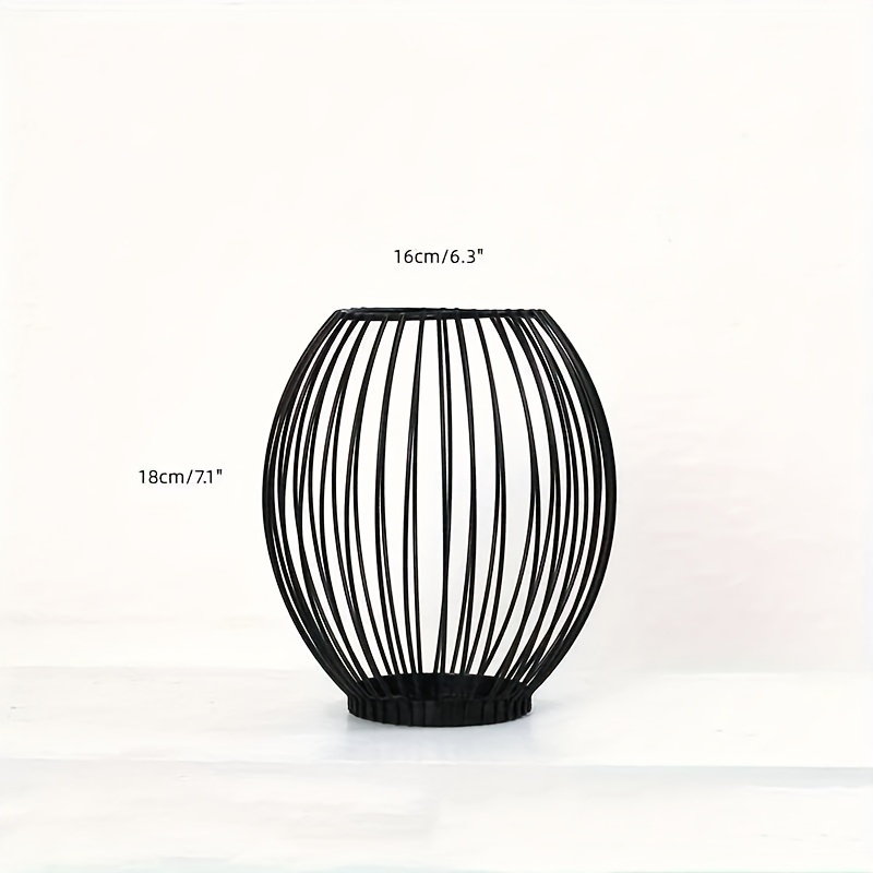 TEMU 1pc Elegant Black Lantern Candle Holder - Vintage Metal Mesh Design For Indoor & Outdoor Use, Ideal For Dining Table Centerpiece, Events,