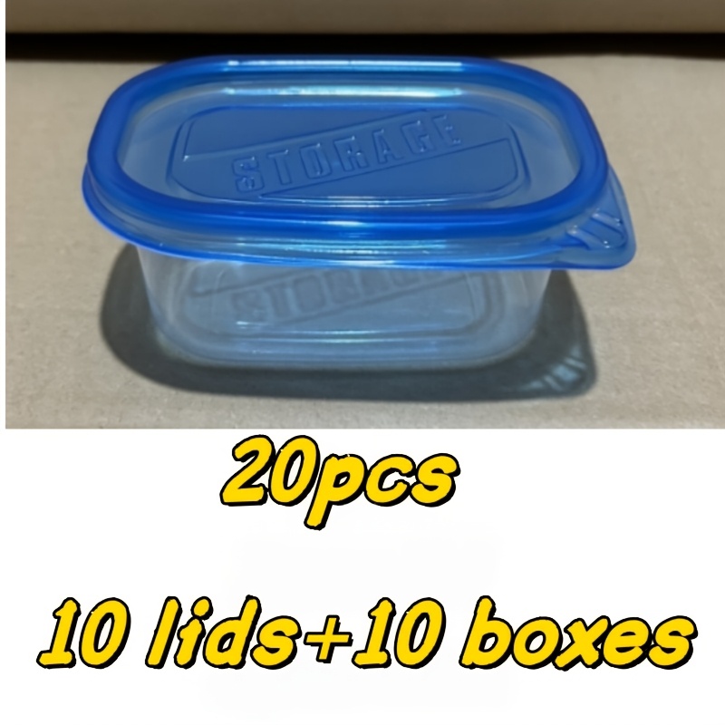 TEMU 20pcs Set - Large Capacity Reusable Blue Storage Boxes With 10 Lids   10 Boxes, Storage Containers With Leak-proof Lids - Suitable For Item