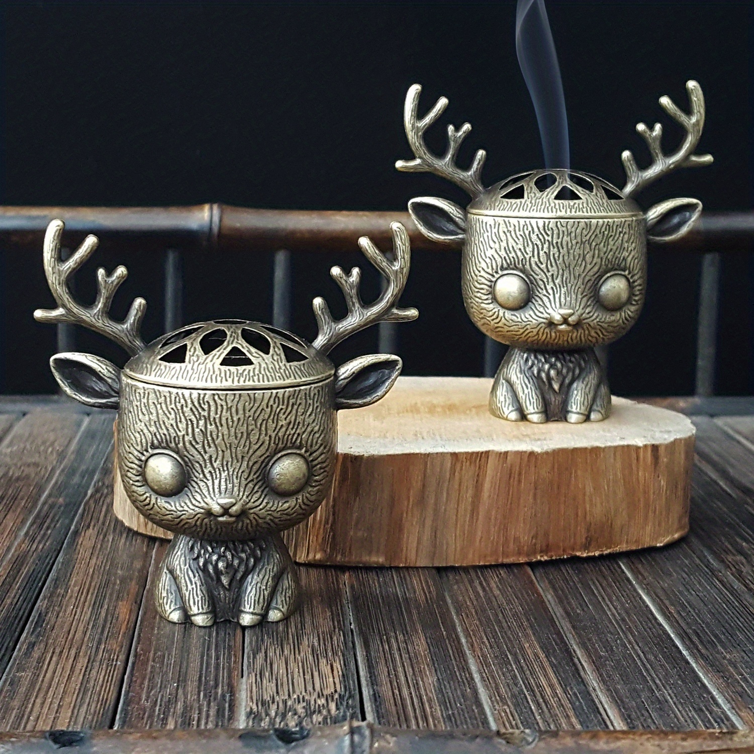 Image of Set Of 2, Vintage Burner With A Cute Cartoon Animal Design For Home Indoor Fragrance Decoration. Creative For Agarwood And Sandalwood Incense Holder