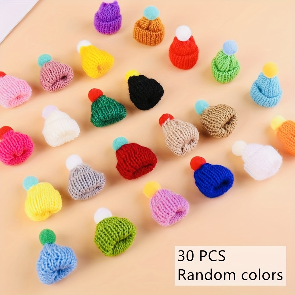 TEMU 30pcs Random Mixed Colored Mini Sewing Yarn Small Hats, Decoration Additions, Party Fun Gifts