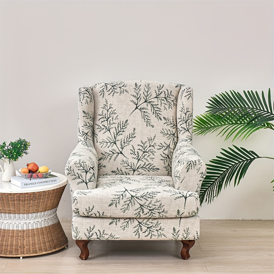 

Classic Leaf Pattern Chair Slipcover 1pc - Elastic Band Non-slip Polyester Stretch Armchair Protector, Machine Washable, Active Print - Fits 27.5"-31.3" Width Chairs
