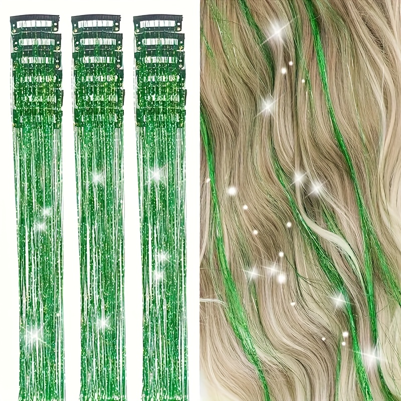 beautiful wig clips cross border laser   18pcs set tinsel hair colorful shiny golden and silvery thread gift box bb clips   hair extensions christmas gift Product details 6