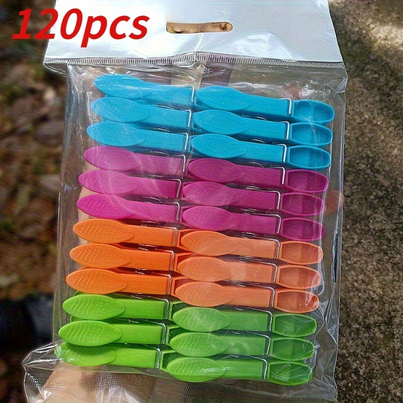 120pcs/60pcs Heavy-duty Plastic Clothespins - Multicolor Spring-loaded Laundry Clips For Drying, Kitchen, And Outdoor Use - Durable Clothespin Set, Clothes Pins