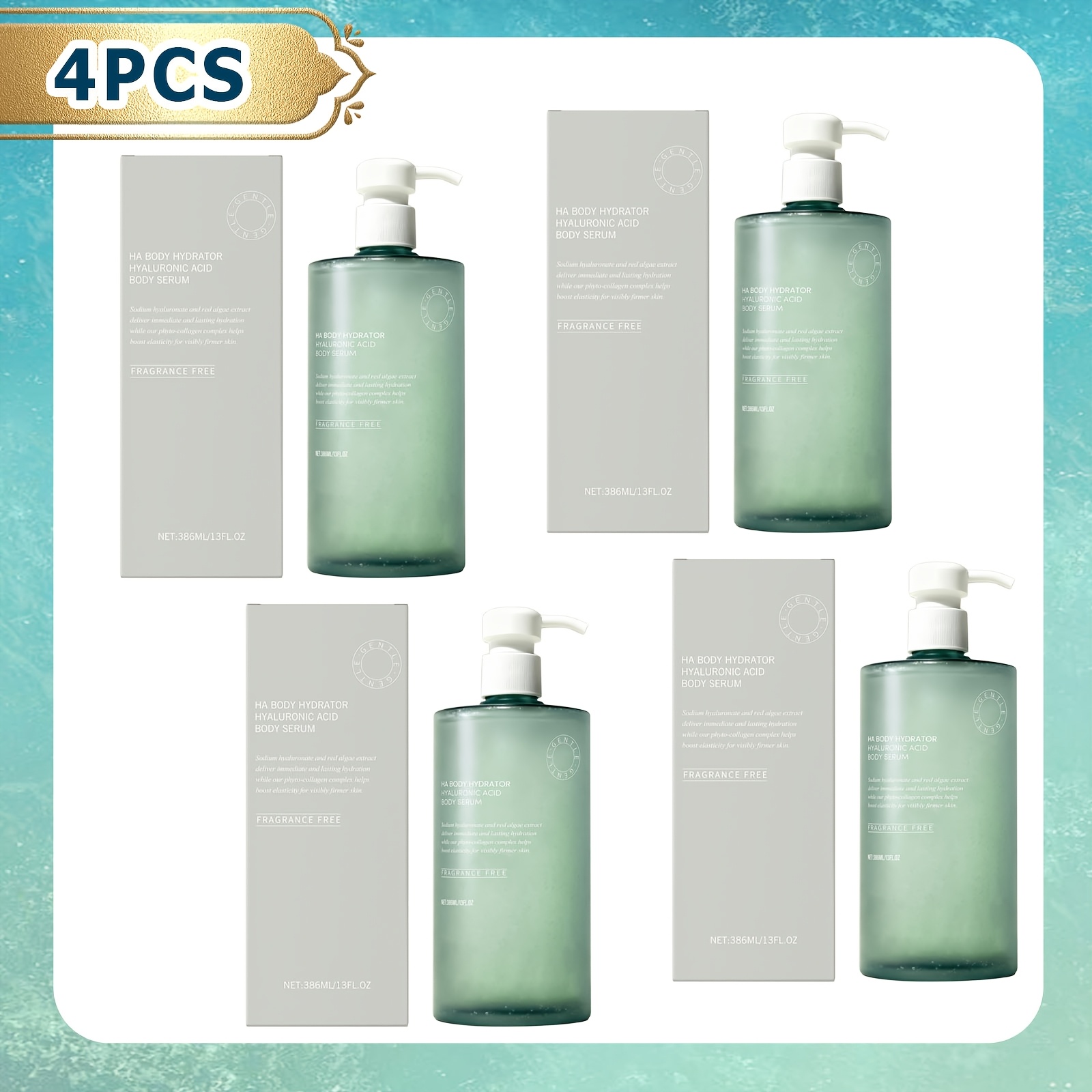TEMU 4pcs Hyaluronic Acid Body Serum, 386ml/, Deep Moisturizing Nourishing Skin, Leaving , Smooth And Elastic, For , Thighs And Torso, Tightening