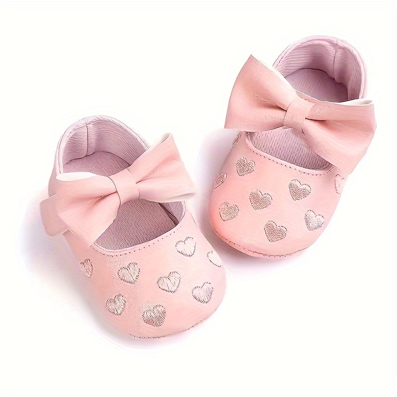 Baby Girl's Adorable Solid Colour Princess Style Dress Shoes, Comfy Non Slip Casual Sweetie Performance Shoes, Infant's Footwear