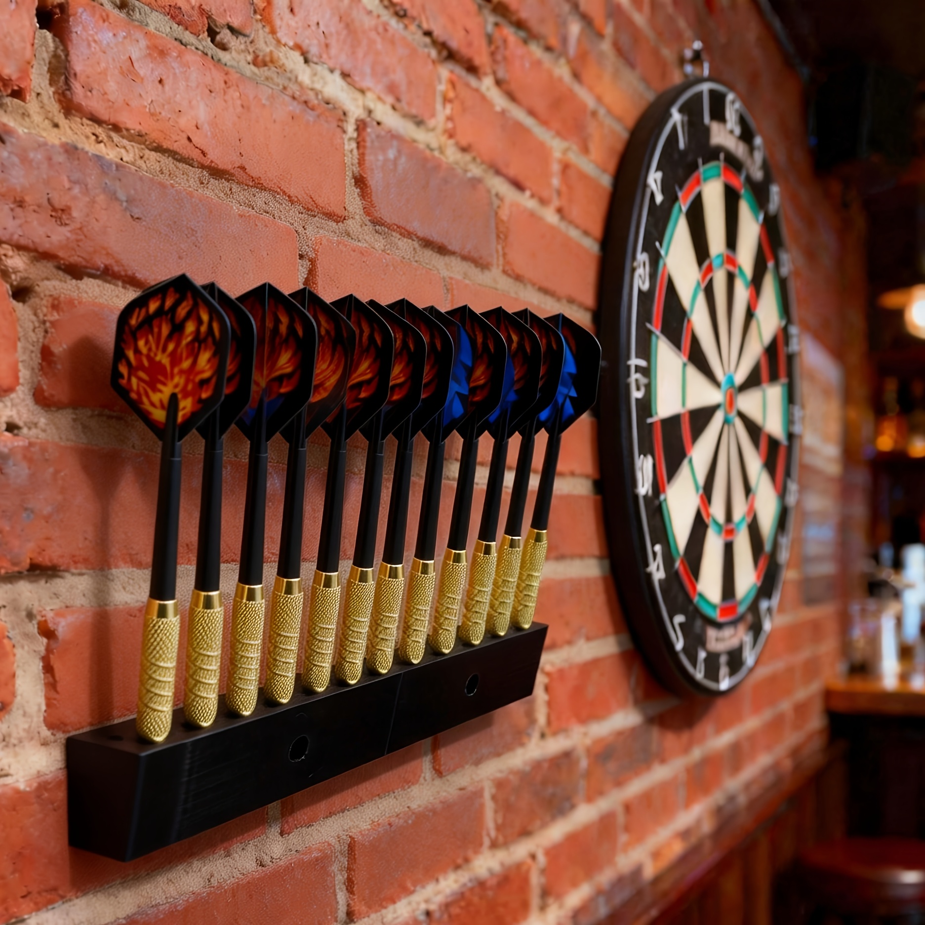 E-shop Dart Halterung für 12 Stahl Darts, Wandmontage, Universal geeignet für Wohnzimmer, Schlafzimmer, Arbeitszimmer, Bar, Dart Aufbewahrung,