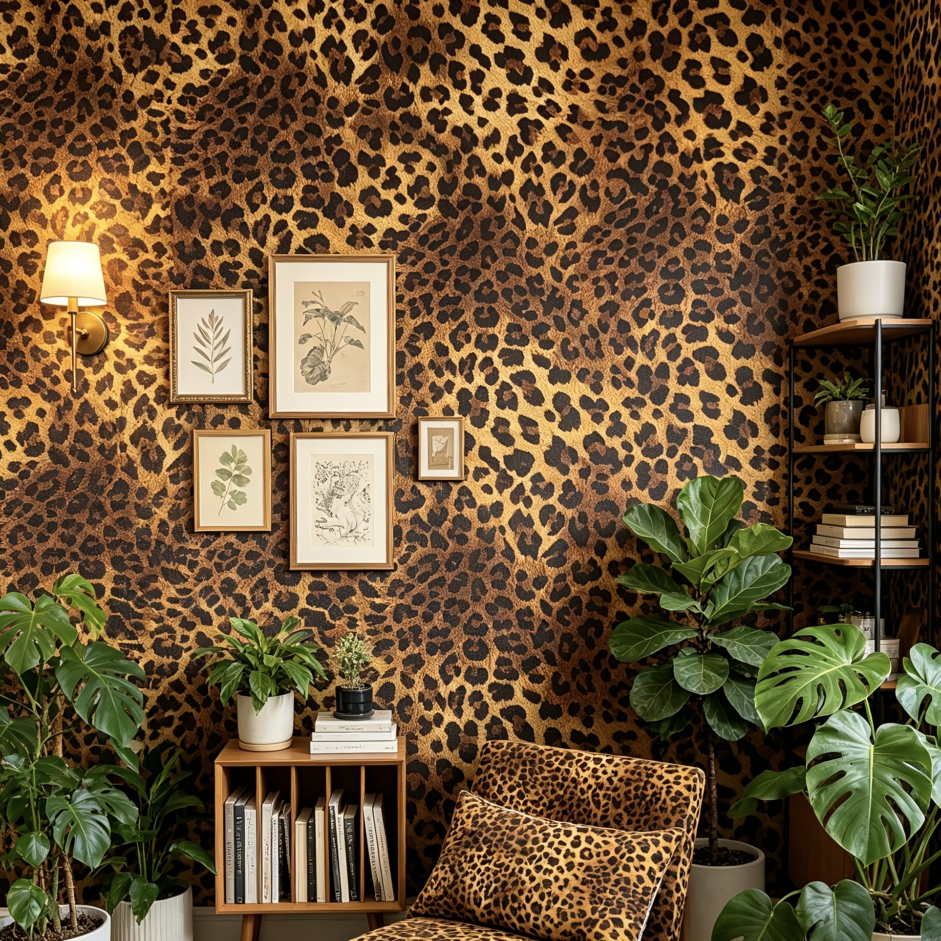 Image of 1 Roll 600 X 60cm/236.22 .62 Inches, Leopard Print Wallpaper Self-adhesive Removable Wall Paper, Decorative Fashionable Luxurious Artistic Pattern Sexy Renovation Light Luxury