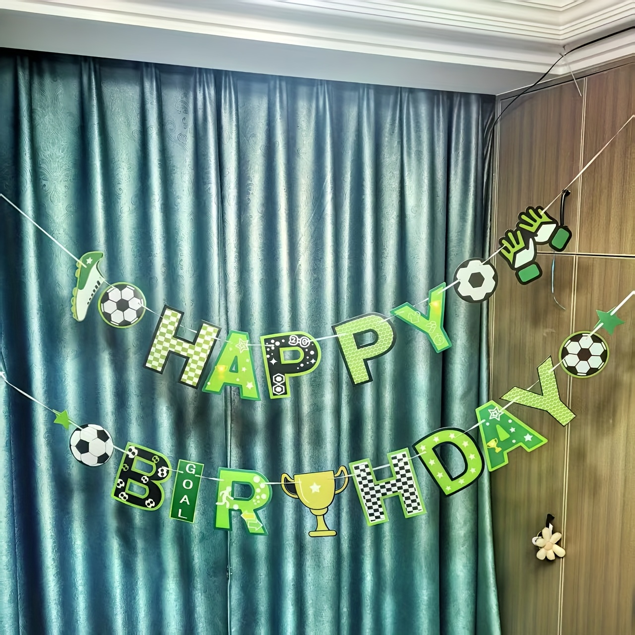 Image of 1 Set Soccer-themed Birthday Party Banner - Sports-themed Decor With Soccer Balls, Cleats, And For Indoor/outdoor Celebrations, Birthday Party Decorations