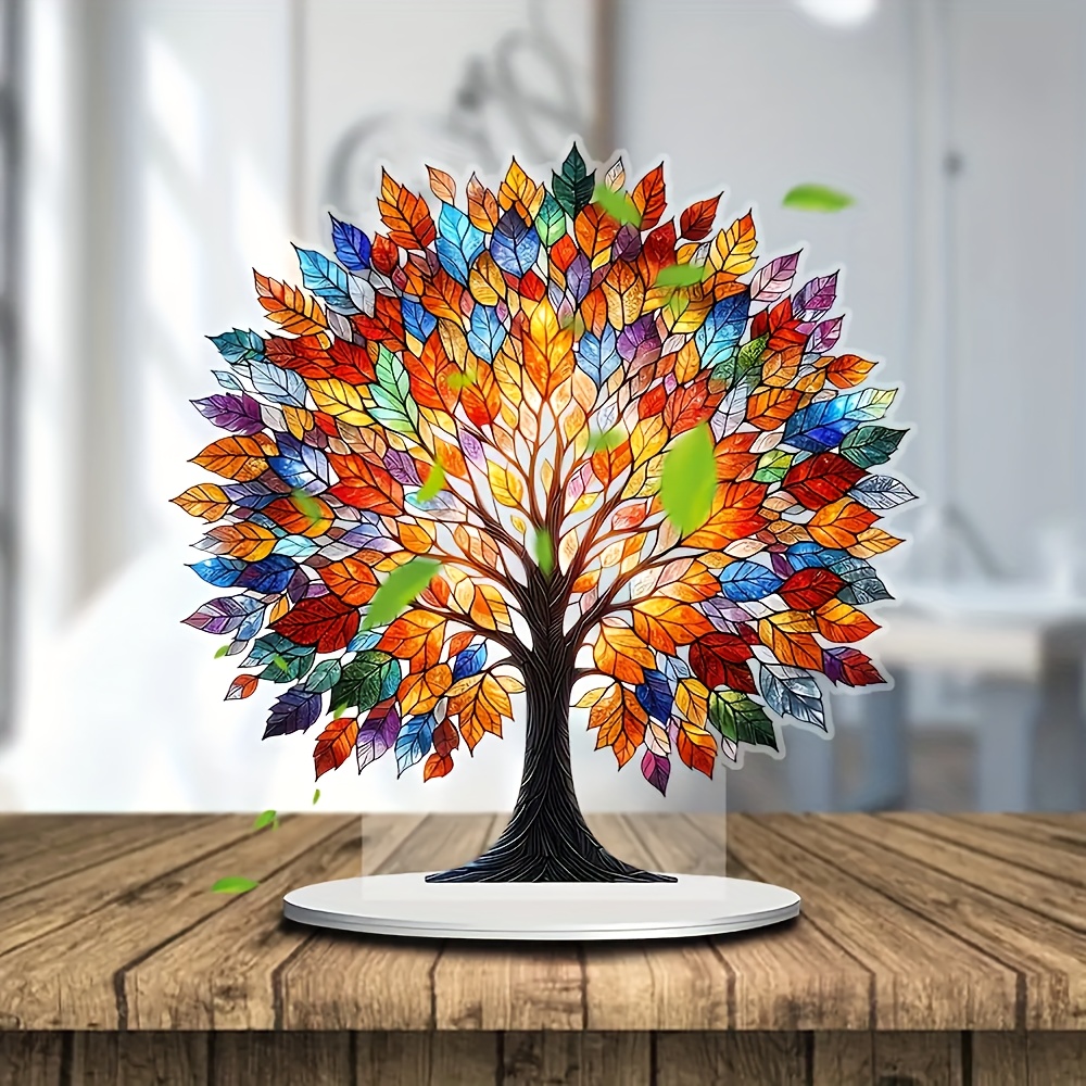 

Arbre de vie en acrylique de style bohème pour jardin avec support, décoration bohème multifonctionnelle, , thème végétal, en anglais, pour , et les fêtes