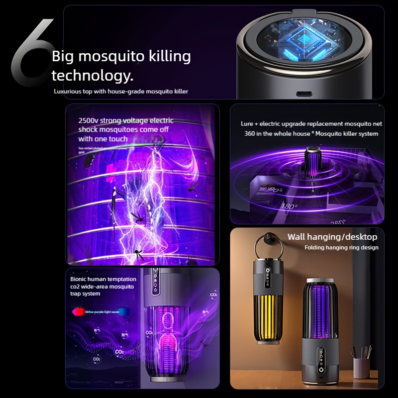 Mosquito Lamps, Mosquito Killers, Night Lights, Electric Mosquito Lamps, Three Adjustable Settings, Smart Timing, Multi-Angle Coverage, Nano Light Wave Mosquito Attraction, Long-Lasting Battery Life, Suitable for Homes, Hotels, Offices, And More