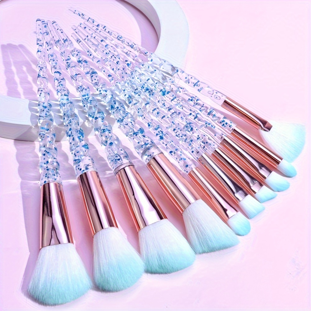 

10-piece Spiral Professional Makeup Brush Set, Portable Cosmetic Tools With Powder, Blush, Eyeshadow, Contour, Detail Brushes