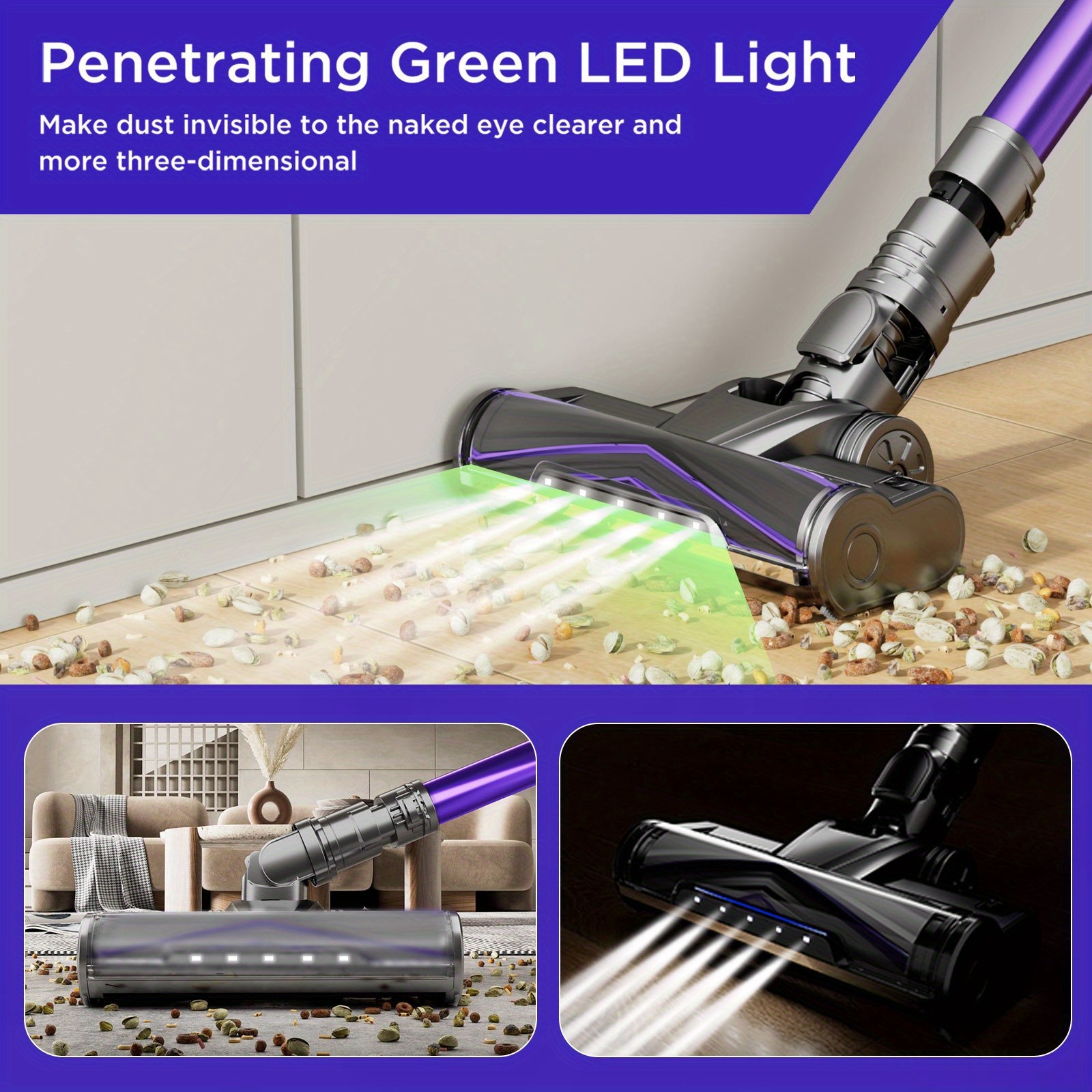 Yanhama 650W Draadloze Steelstofzuiger met 73KPA Krachtige Zuigkracht, 60 Minuten Gebruiksduur