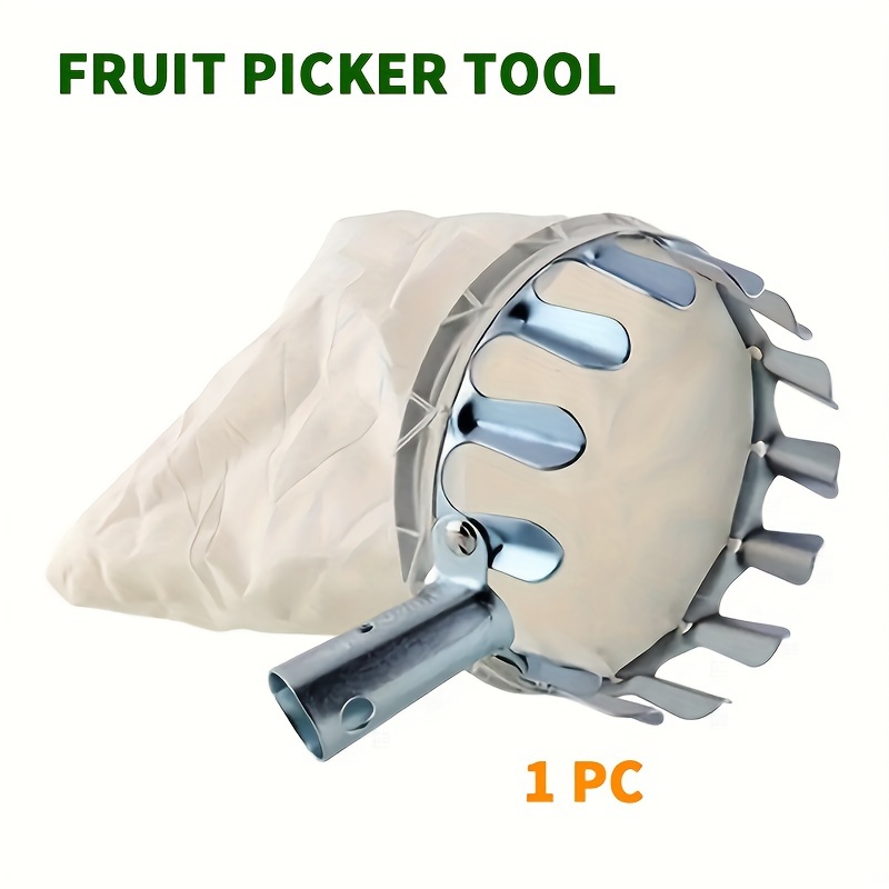 TEMU Stainless Steel Fruit Picker Tool, Garden Harvesting Attachment For  , Orange, Pear - Durable Metal Pruning Shears With Protective Function For Safe Fruit Picking