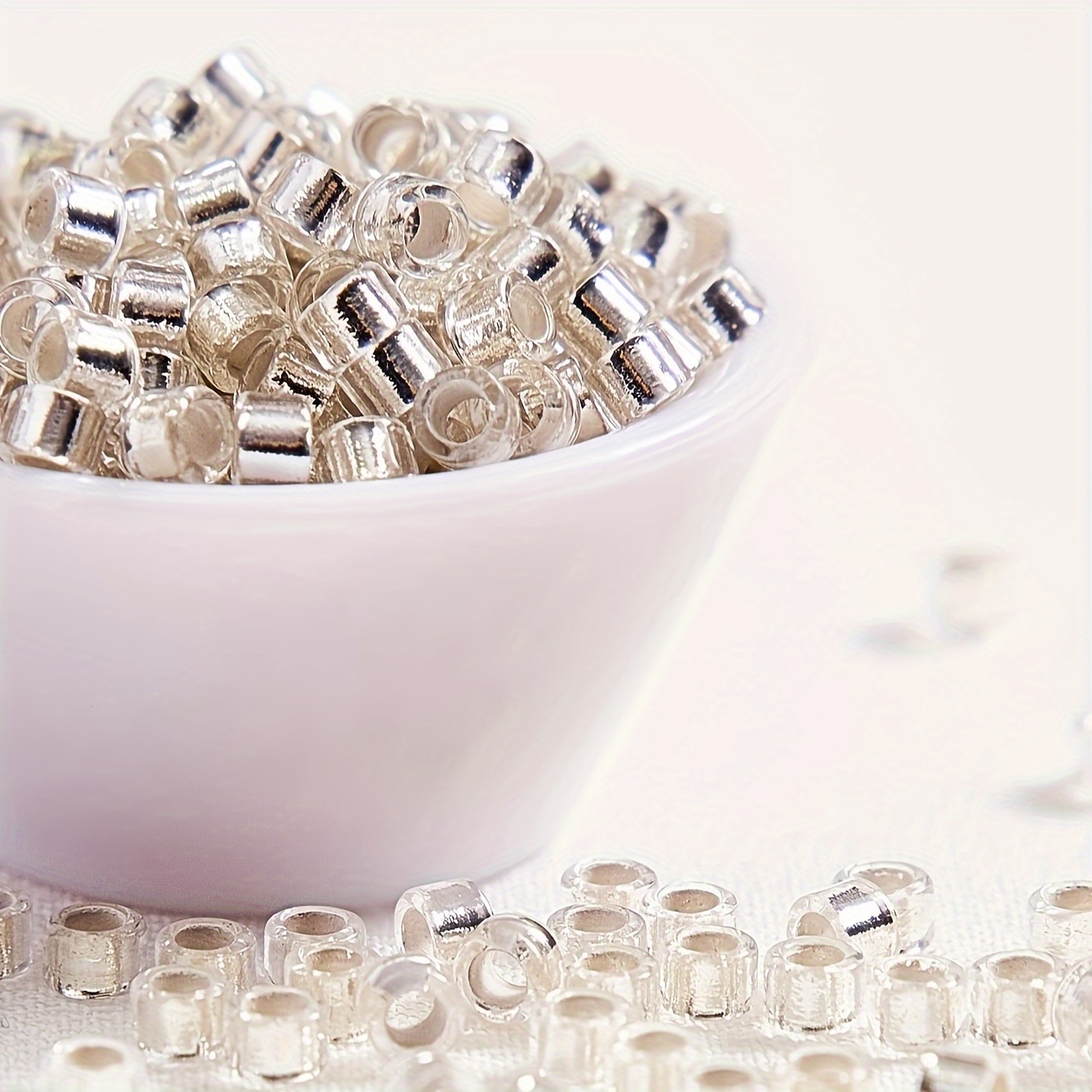 1400pcs 20g High-quality Silvery-plated Glass Seed Beads For Diy Hand-stitching, Seed Bead Handmade Beading, Tassel Accessories, Suitable For Bracelets, Necklaces, Earrings, Bags, Gifts For Mom