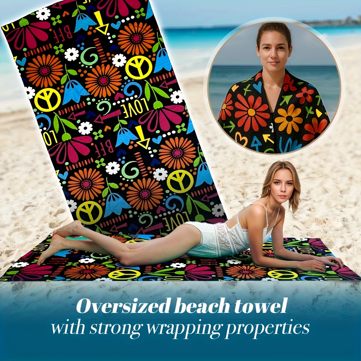 Oversized Microfiber Beach Towel Soft Quick Dry Pool Blanket_voghion.com