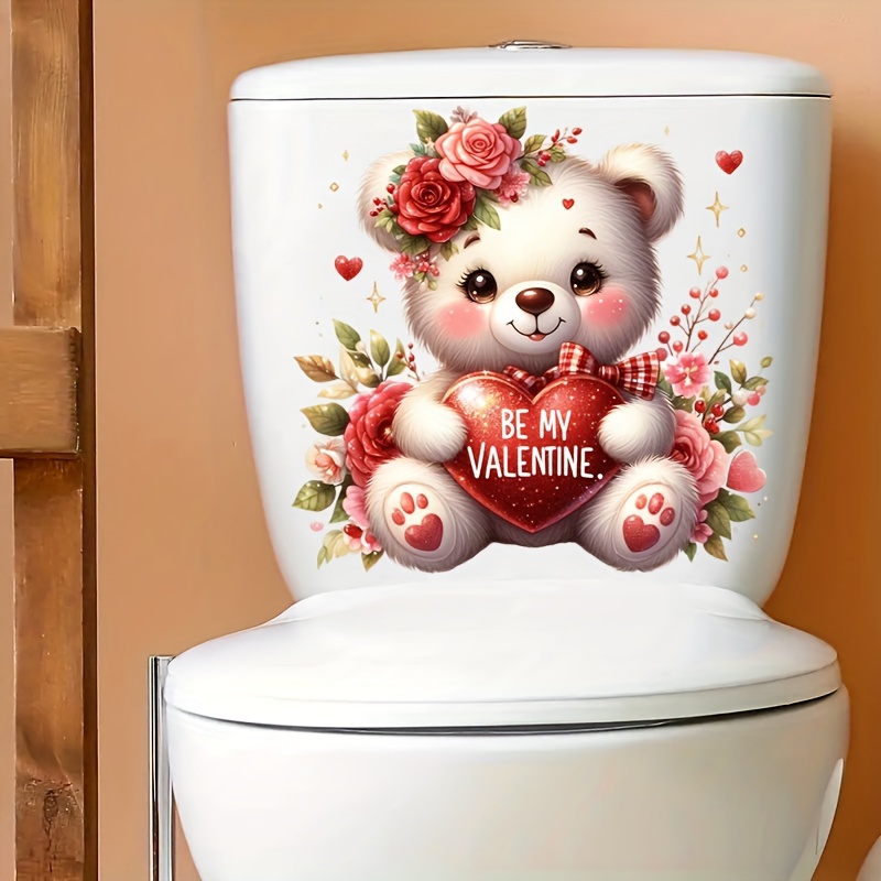 

1pc, 's Day Decorative - Bear Pattern , To And Tear, Detachable , Bathroom Decoration, Decoration, Decoration, Add