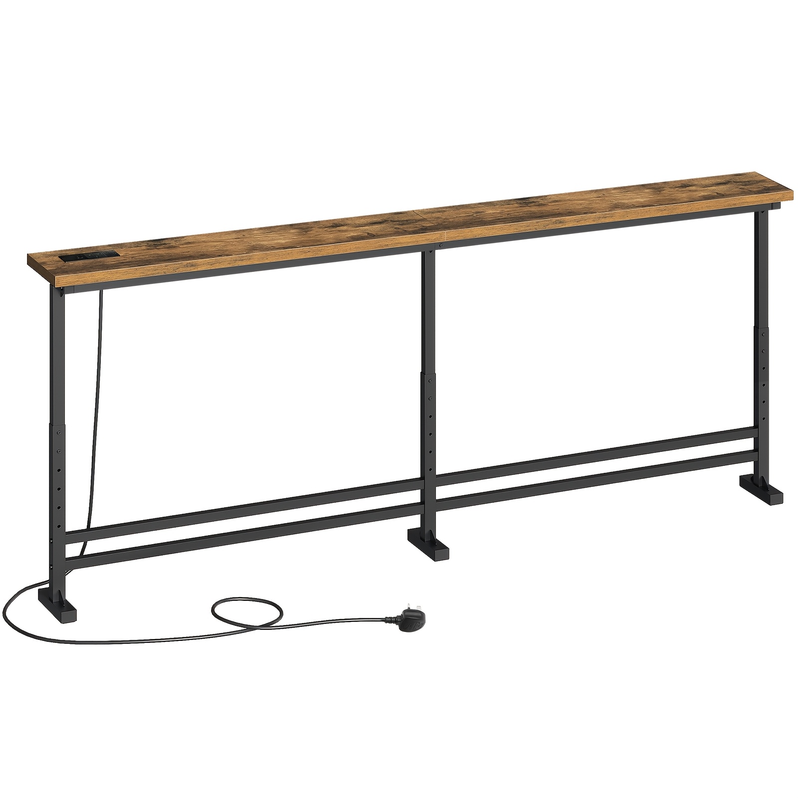 TEMU 200cm Entryway Table, With Charging Station, Narrow Sofa Table, Slim Console Table, With 1 Power Outlet, 1 Usb Port, And 1 Type-c Port, Suitable