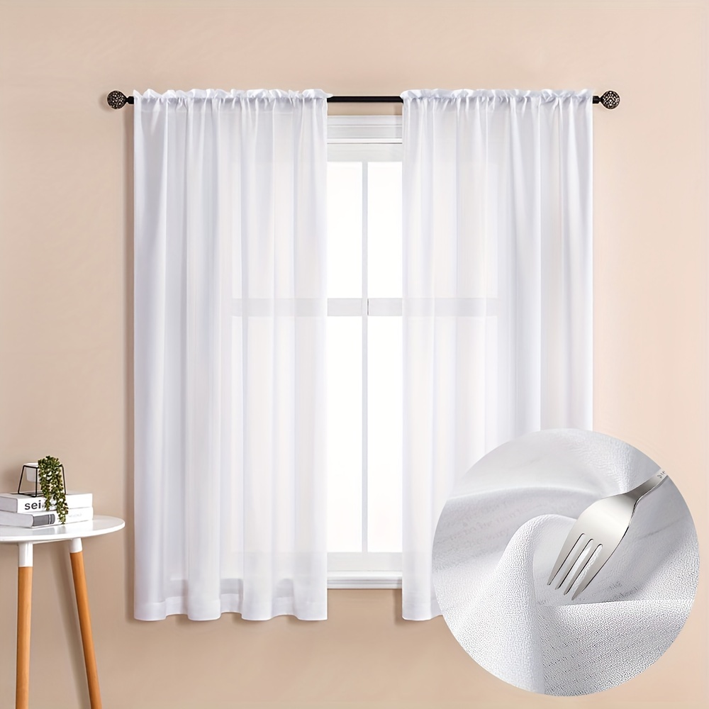  Cortina de cocina a cuadros, cortinas de media ventana, de  encaje blanco, cenefa corta para filtrar la luz, estilo campestre, para  cafetería, baño, balcón, dormitorio, bolsillo para barra (color azul,  tamaño