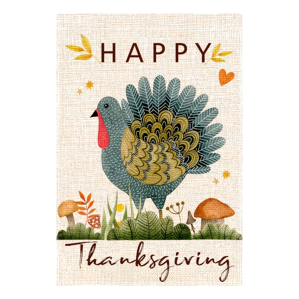 TEMU 2d Flat - 1pc, 2d Flag, Autumn Garden Flag, Happy Thanksgiving Garden Flag, Turkey Autumn Fall Yard Flag, 12x18 Inches, Perfect For Fall