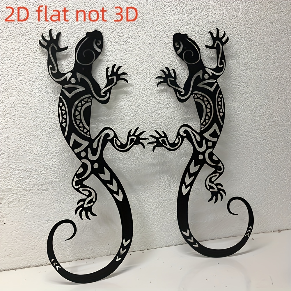 E-shop 2D Flat - [2D Flat] 2Dflat. 2er Set Acryl Gecko Wandkunst Dekor - Modernes Reptilien Design Innen/Aussen für Zuhause, Garten, Terrasse - Kein