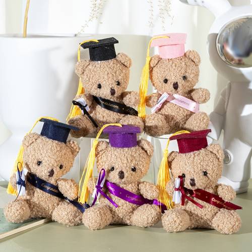1pc 5pcs13cm 5 12in graduation bear plush toy with a doctoral cap a teddy bear commemorating graduation gifts
