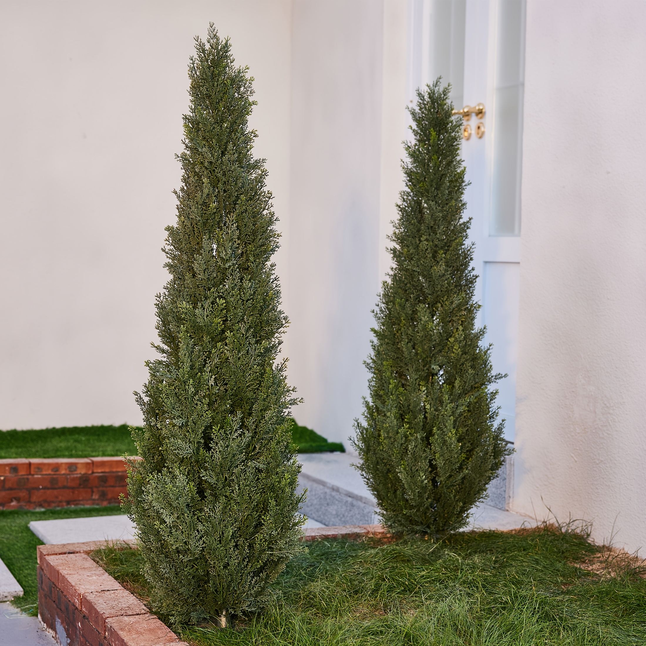 TEMU 1/2 Pack Uv-resistant Artificial Cedar/ Trees Suitable For Urn Filler, Outdoor Fake Evergreen Bushes With Stake & Ground Spike, Realistic Faux