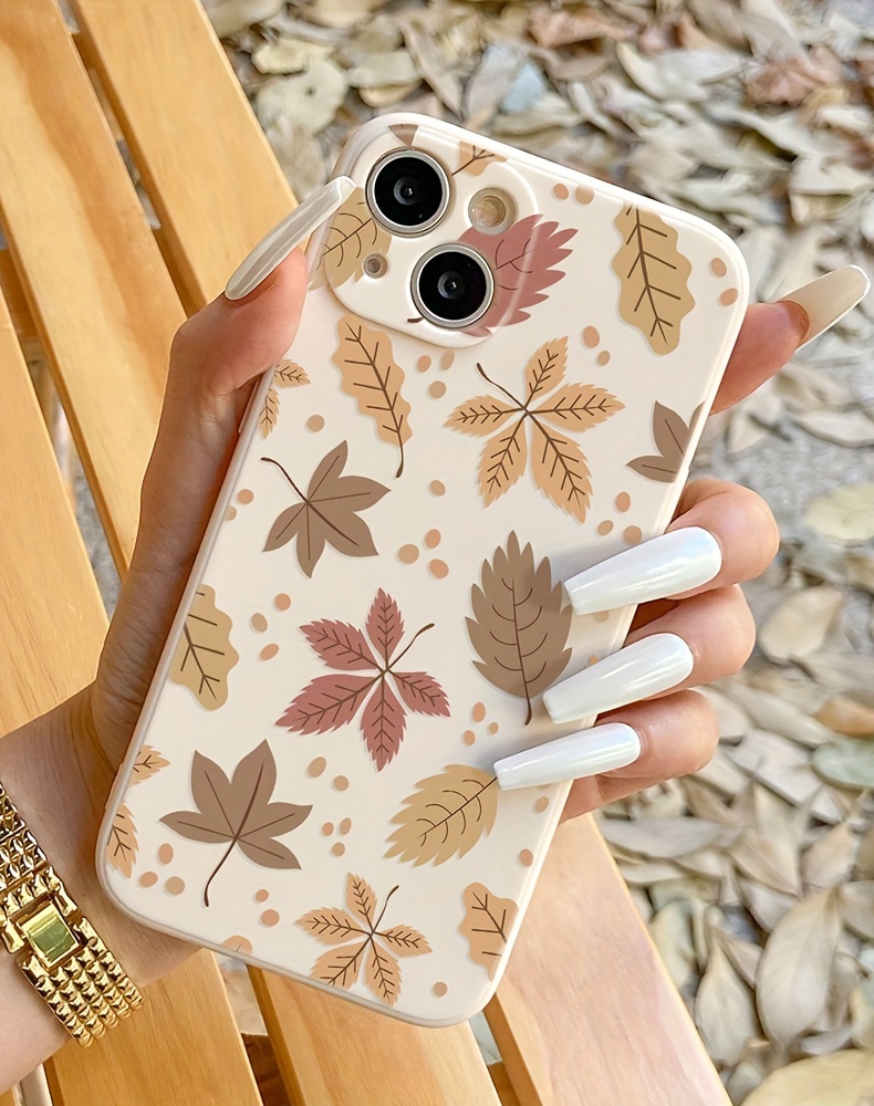 Vintage Botanical iPhone Case for 15 Pro Max/ 15 Pro/ 14 Pro Max - Fallen Leaves Embossed Design with Sapphire Camera Guard (Fits iPhone 11-15 Pro/ Max & Plus Series) | Anti-Yellowing Micro-Porous Armor, Device Cover, Mobile Accessory, Elegant Phone Cover, Premium Finish, Durable Material, Protective Shell, Fashion Lovers, Tech Enthusiasts