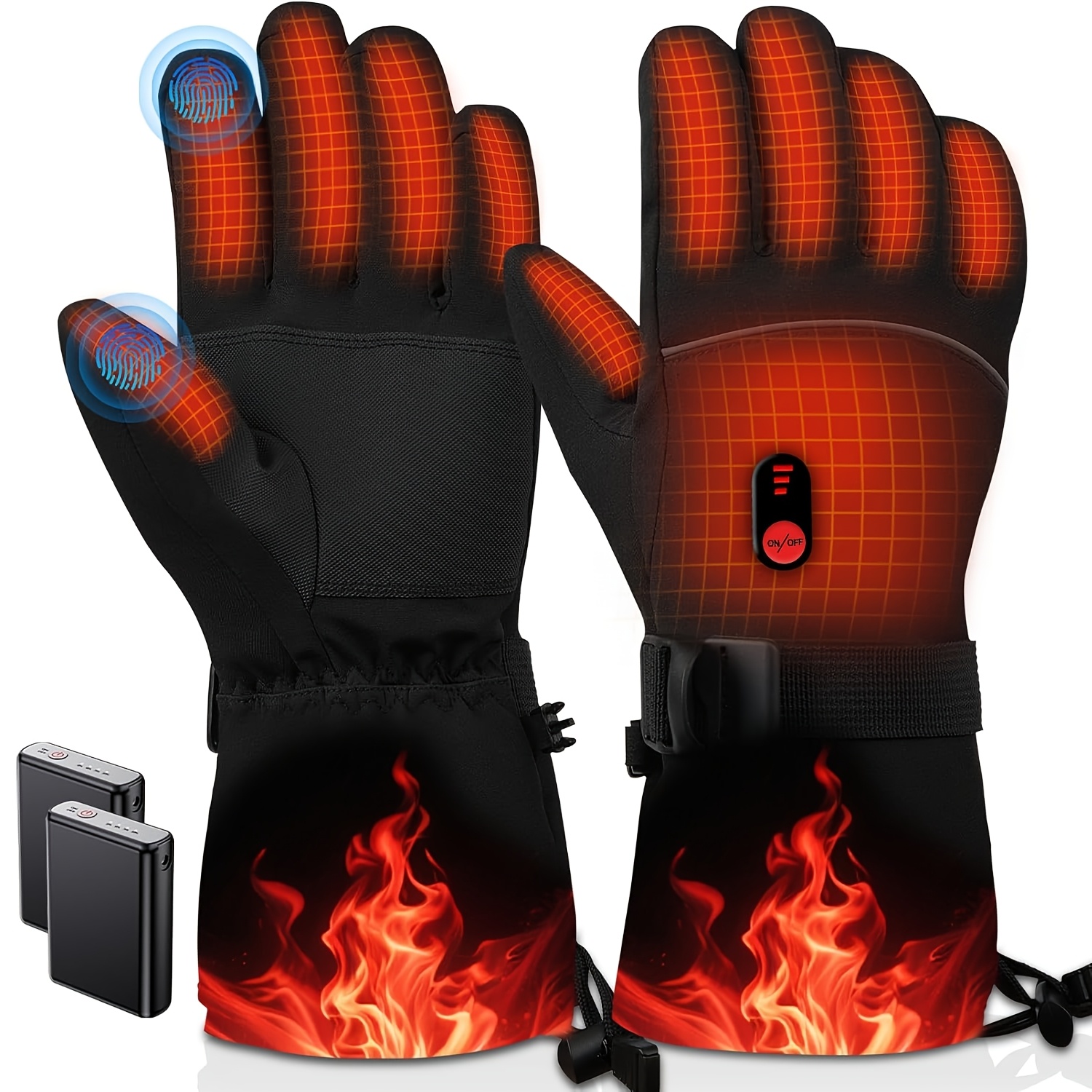 Image of Heated Gloves For Men Women Usb Powered Rechargeable Heated Gloves With 5v 5000mah Rechargeable Battery, Touchscreen And 3 Adjustable Heat Settings For Motorcycle, Skiing, Cycling