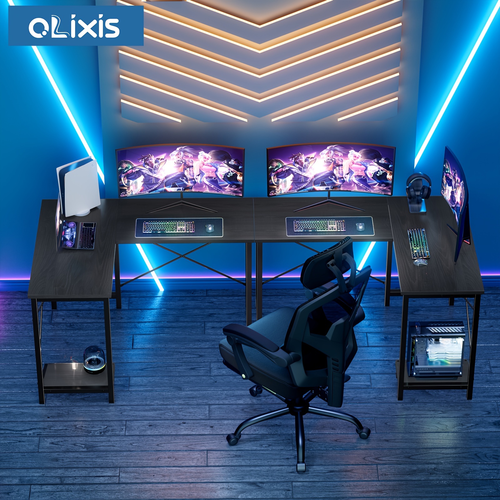 

Olixis 50 Inch L Shaped Computer Desk, Corner Gaming Table Reversible, Pc Laptop Workstation With Storage Bag For Home Office Study