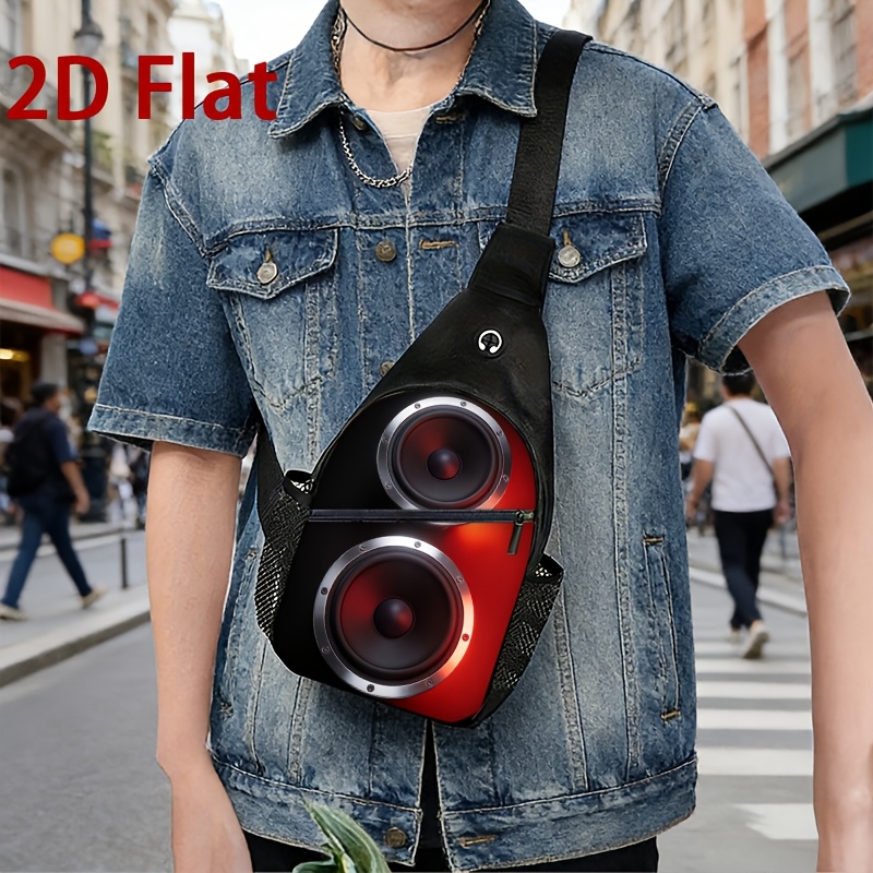 TEMU Sling Crossbody Bag, Cool Dual Speakers Fashion Chest Bag, Portable Crossbody Bag For Outdoor Walking Travel Hiking Daily Use