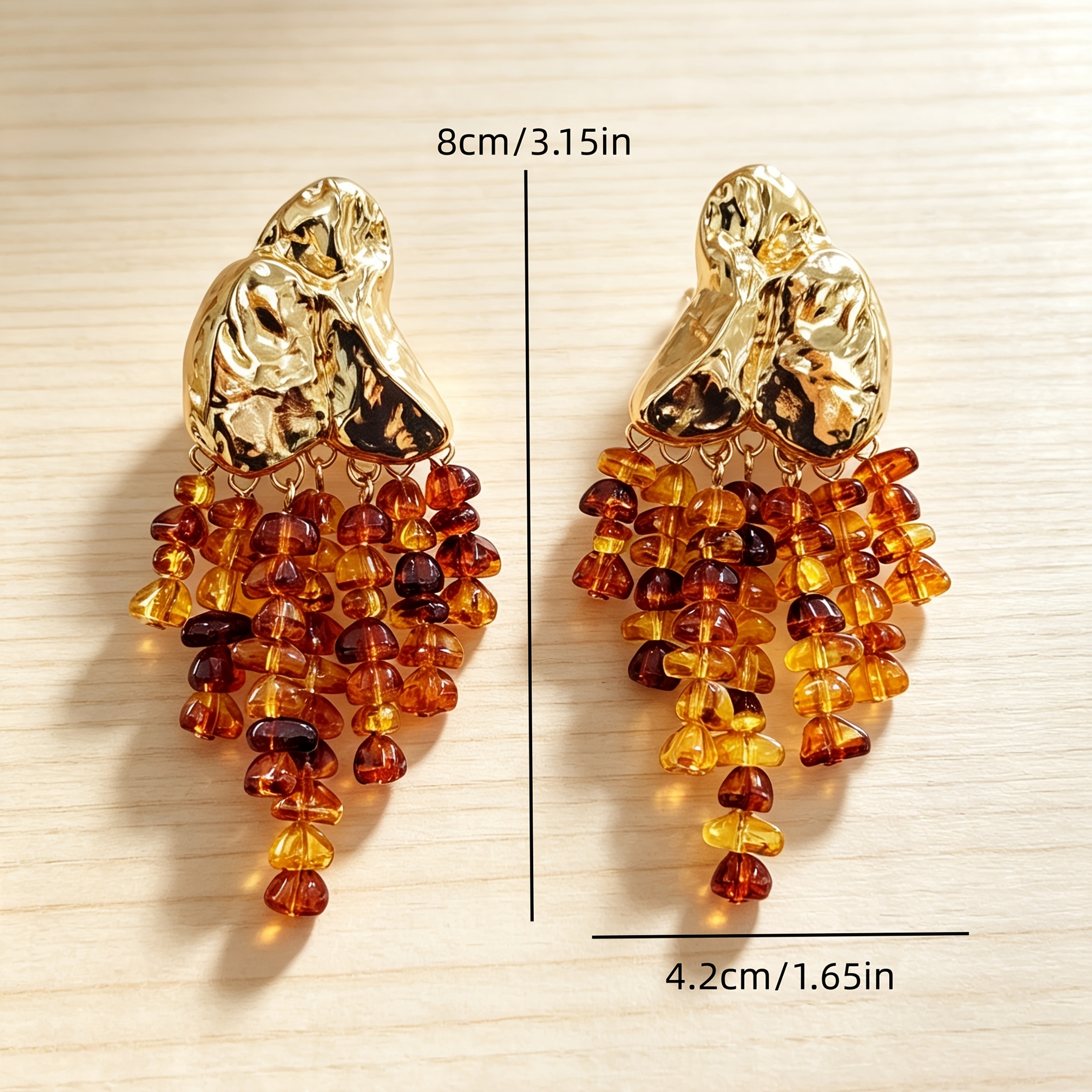 Women's Ruched Texture Irregular Metal Plate Drop Earrings