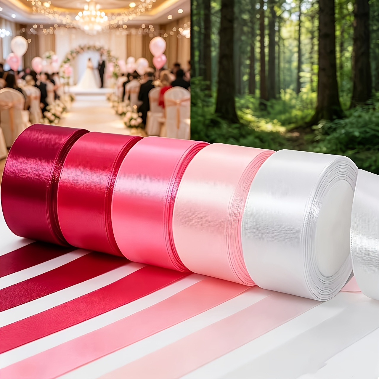 TEMU 5-teiliges Band-Set, 1,57 Zoll breit, 5-Farben-Kombination, je Farbe 70,87 Zoll festes gewebtes Band. Geeignet für Bastelarbeiten,
