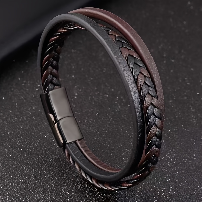 TEMU 1pc Bracelet - Black And Red Striped Design, Unisex, Durable Everyday Jewelry, Suitable For Parties, Music Festivals, Christmas, Thanksgiving