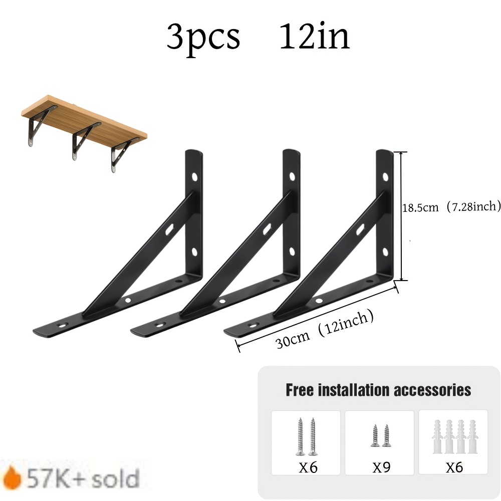 E-shop 8/12 Zoll robuste L-förmige Metallwinkel - Wandmontierte Halterungen für Regale, Bücherregale | für Lagerung, Organisation & Dekoration