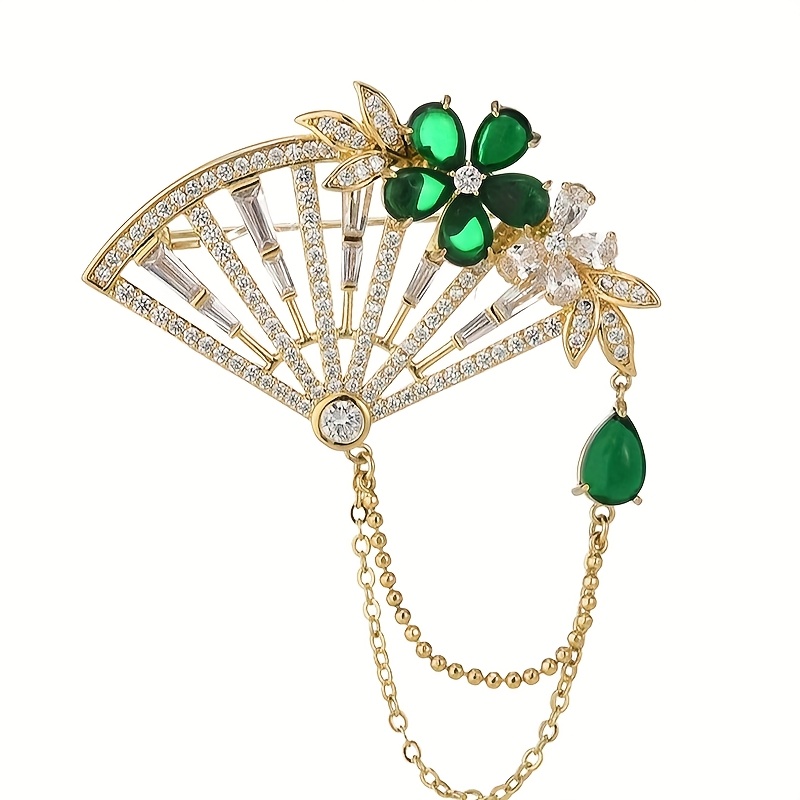 Image of Chinese Elegant Fringed Fan Brooch For Women, High-end Design, Niche Fashion, Brooch For Dresses And Suits To Prevent