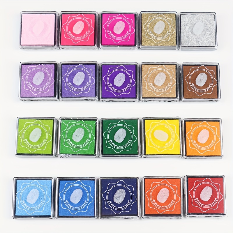 

colorful Fun" 20-pack Assorted Colors Finger Paint Ink Pad - Non-toxic, Washable Stamp Pads For Kids' Crafts & Art Projects