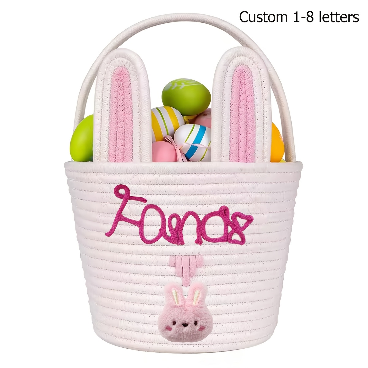 Personalized Custom Name Woven Rabbit Storage Basket