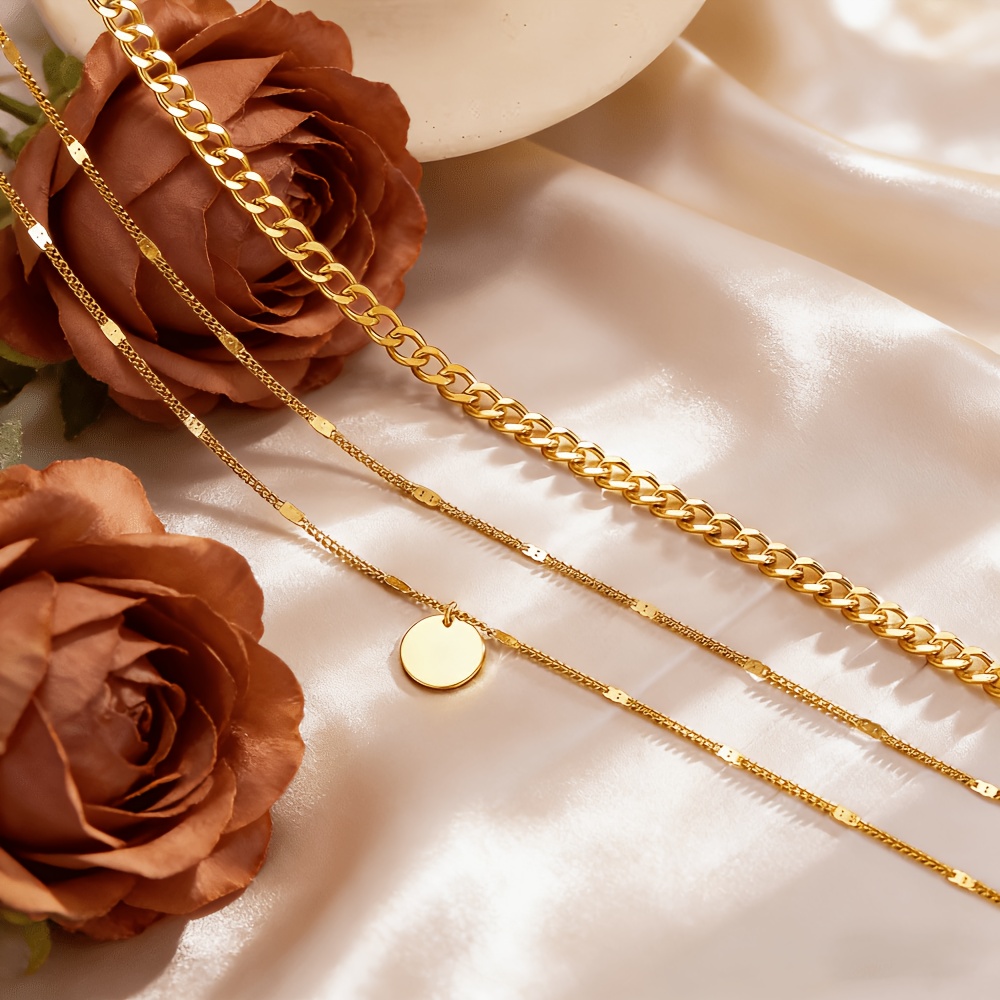 Multi-Layer Geometric Pendant Stacked Necklace, Daily Wear