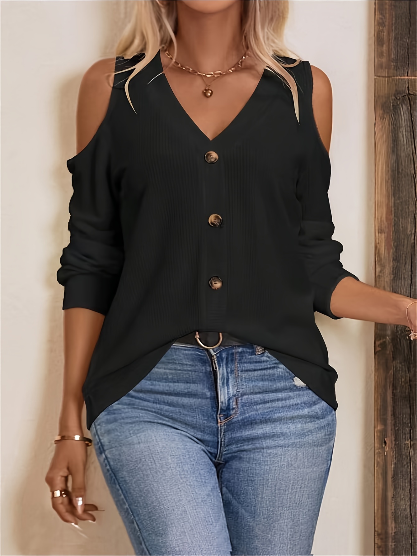 Cold Shoulder Lantern Sleeve Solid Top – Styched Fashion