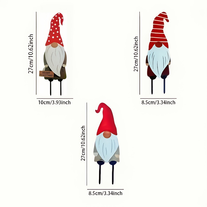 【2d Flat】 [2d Flat] 3pcs Christmas Gnome Garden Stakes Set - Polypropylene Material, Tale Theme Outdoor Holiday Decor