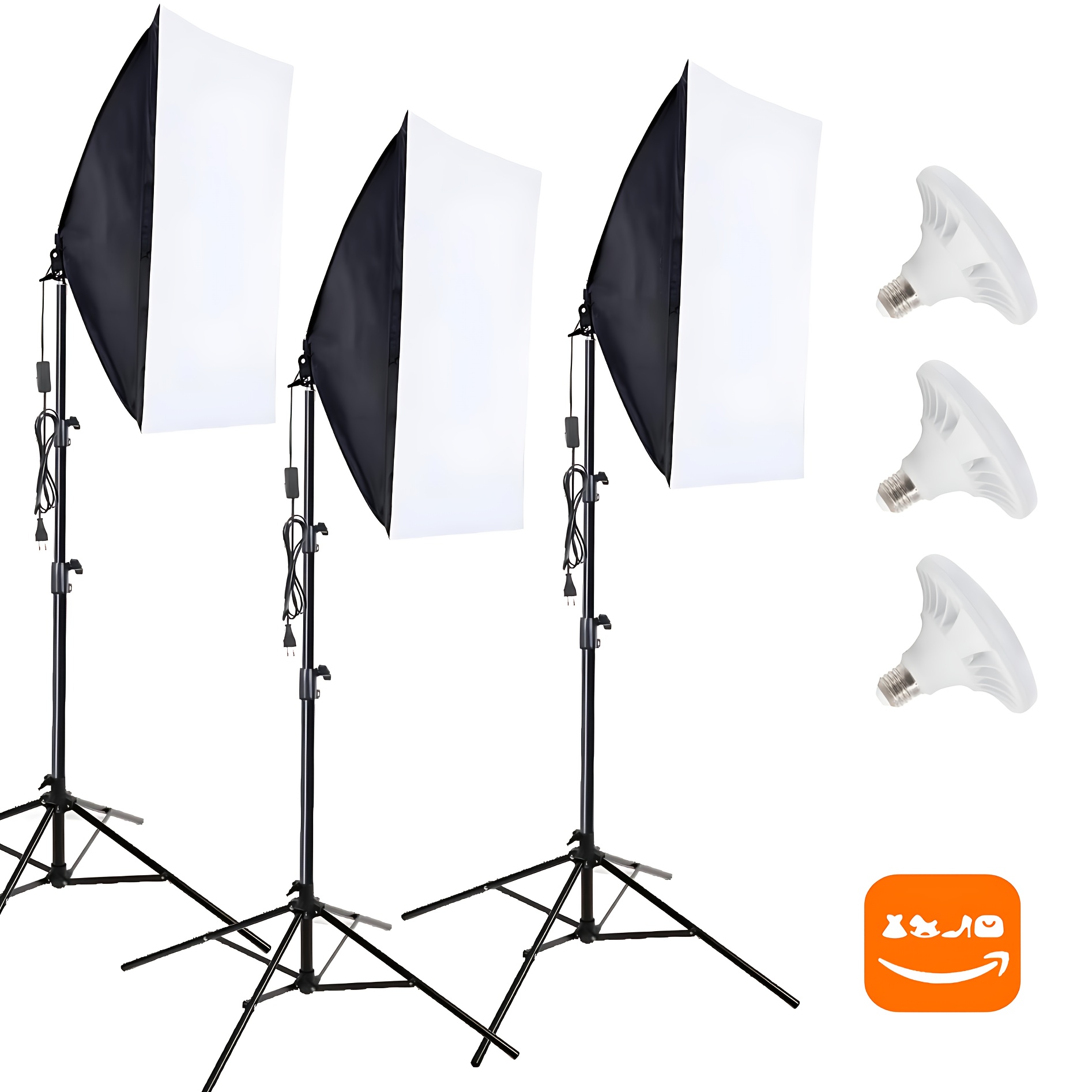 softbox photo   85 w 2700 6400   softbox lighting kit 50 cm   photo light with fully adjustable light stands for youtube   video recording game streaming