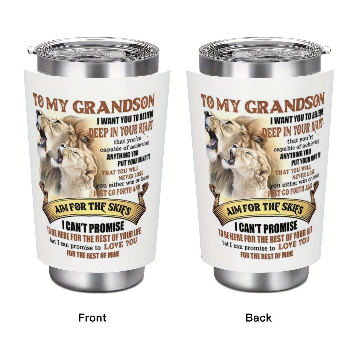 

1pc 20oz Inspirational "to My " Stainless Steel Water Cup - Double-layer Insulation, Reusable, With Lion Graphics For Outdoor Sports, Fitness, Car Driving & Travel