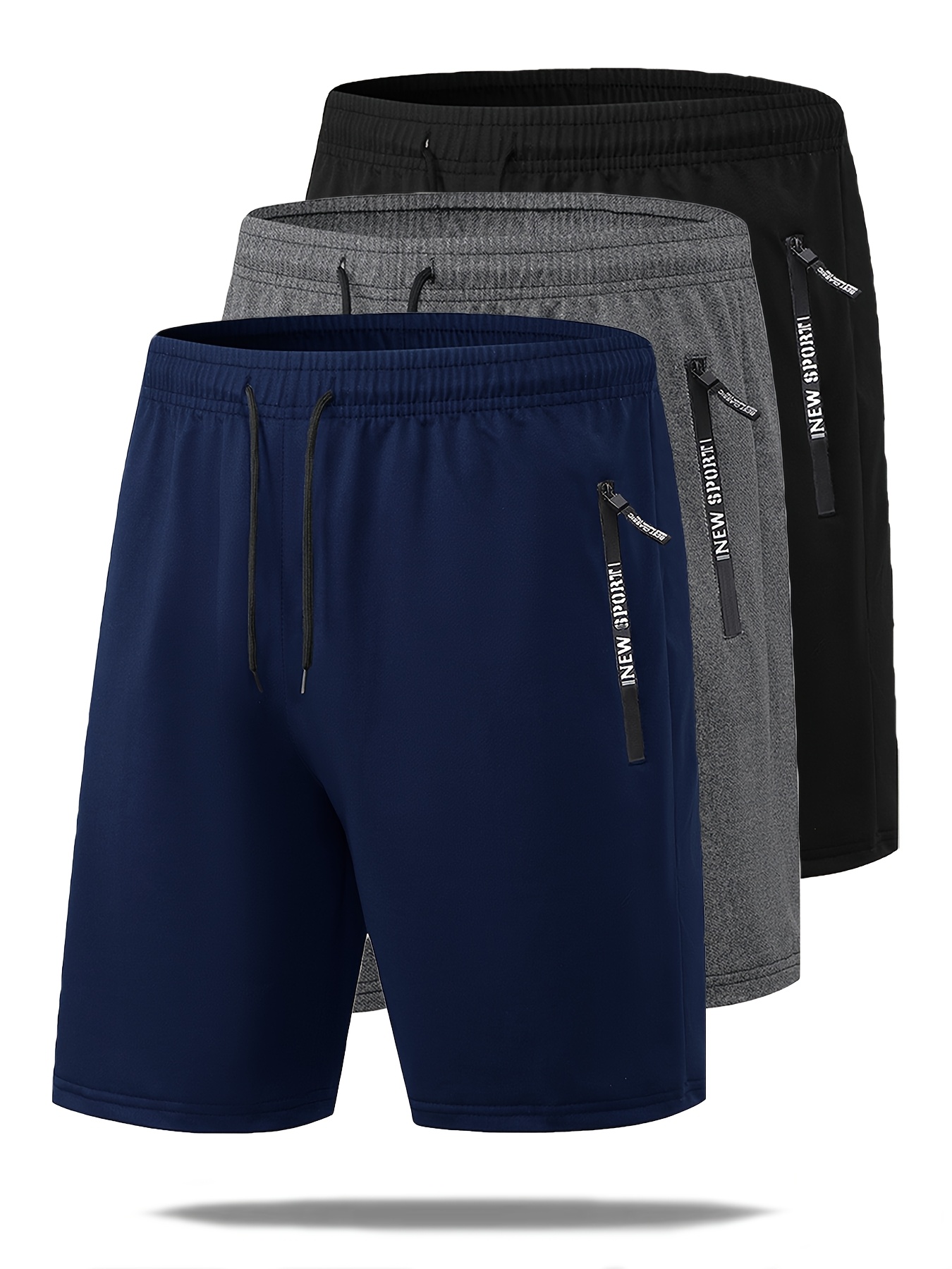 set of   summer casual track shorts with elastic waist and drawstring featuring zipper pockets ideal for workouts running gym and outdoor sports black   blue 0