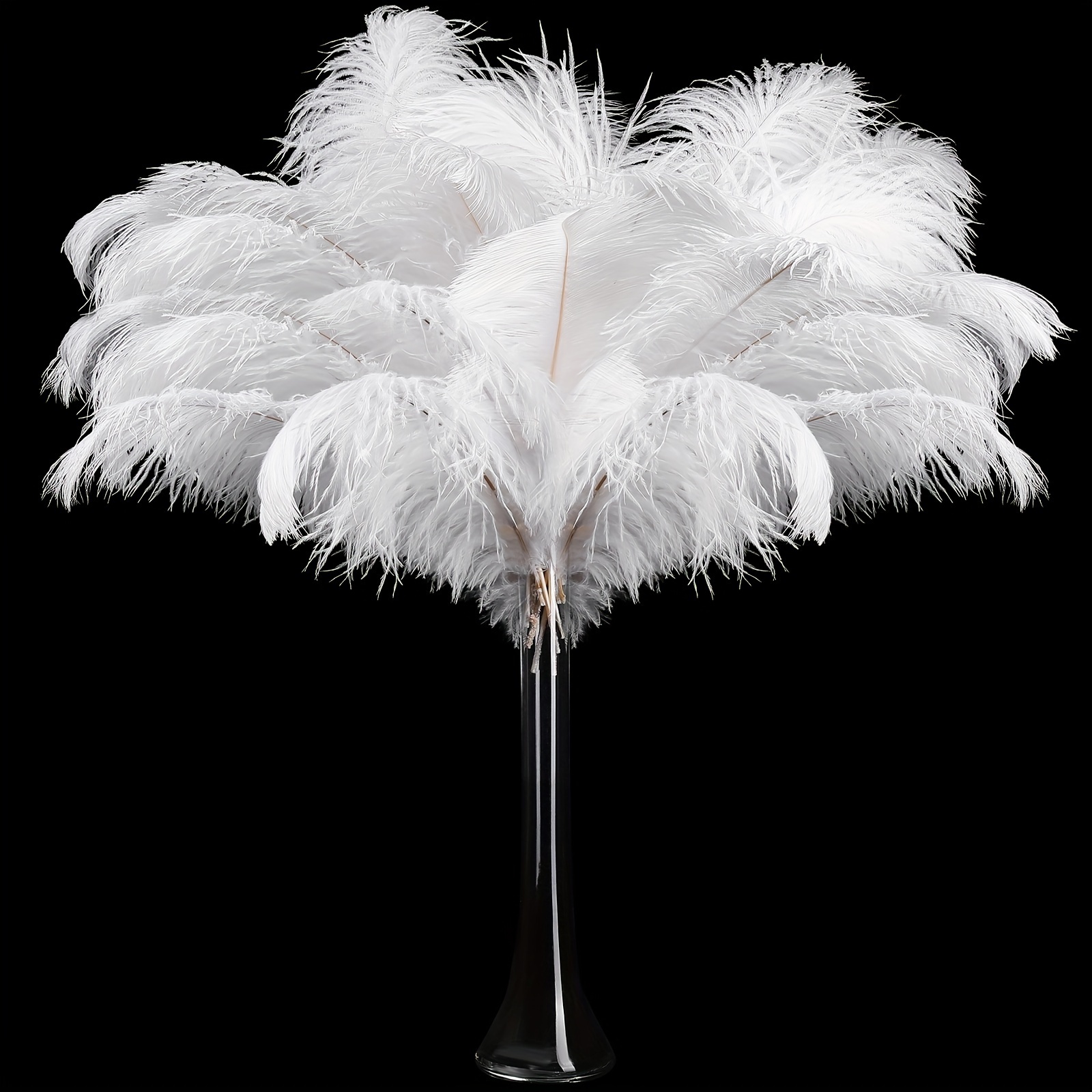 

50pcs Large White Ostrich Feathers, 14-16 Inches - Elegant Natural Feather Centerpieces For Wedding And Party Decorations, , Event Decor Accents|elegant Feather Arrangement| , Feathers For Crafts