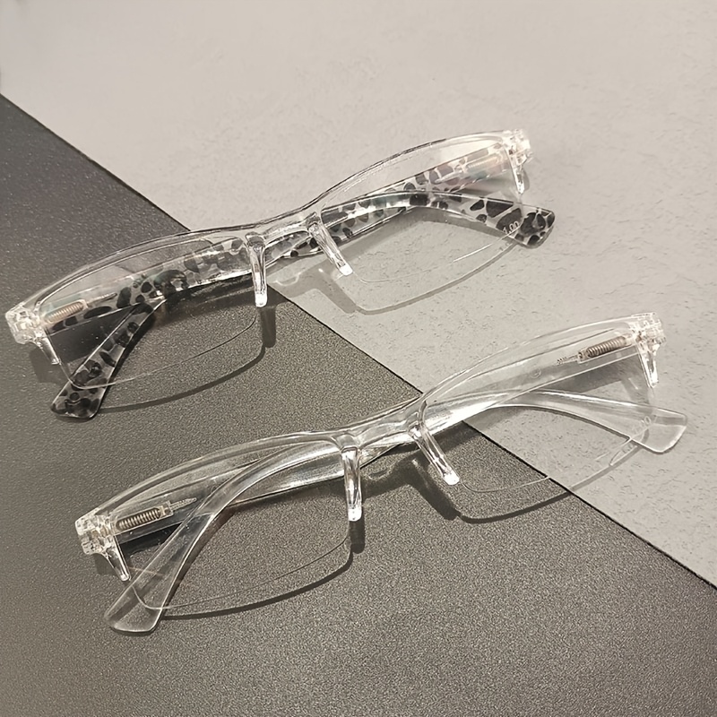 Transparent Ultra-Light Small Square Spring-Leg Reading Glasses
