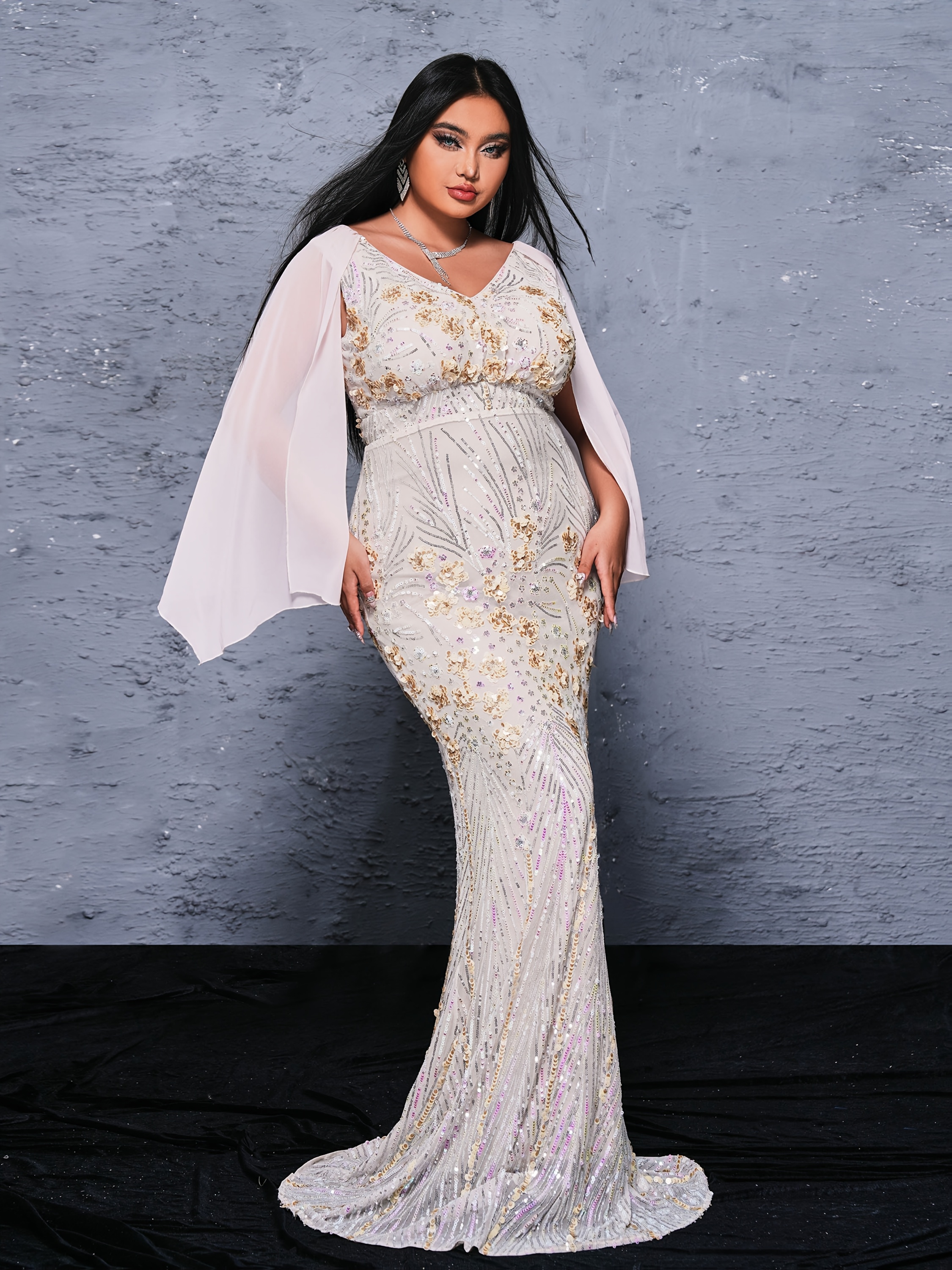 plus size womens plus size cape wrap skirt shiny sequins - Temu Mauritius