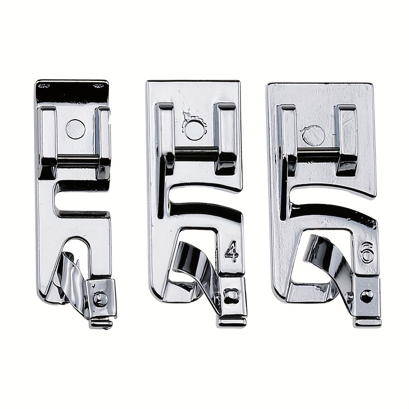 E-shop Set mit 3 Rollsaum-Nähfuß-Füßen, inklusive 3 mm, 4 mm und 6 mm, entwickelt für Nähmaschinen wie Brother und , für Schmuckherstellung